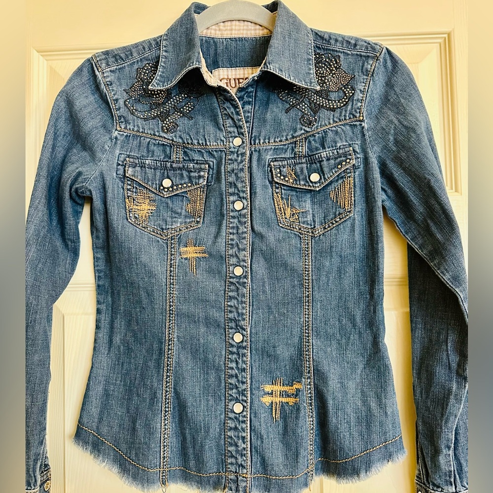 Guess Premium Denim Button Down Top